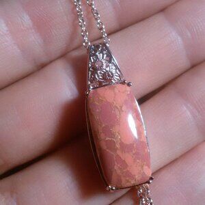 Mojave Orange Turquoise 18K Plated Pendant Stainless Steel Necklace